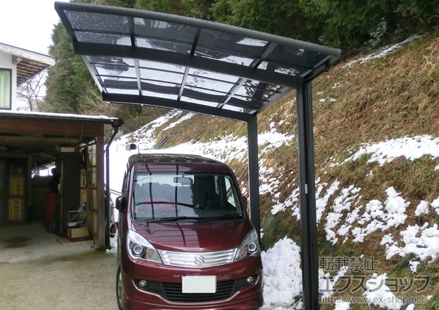 岡山県ひたちなか市のLIXIL リクシル（トステム）のカーポート カーブポートシグマIII 積雪〜20cm対応 施工例
