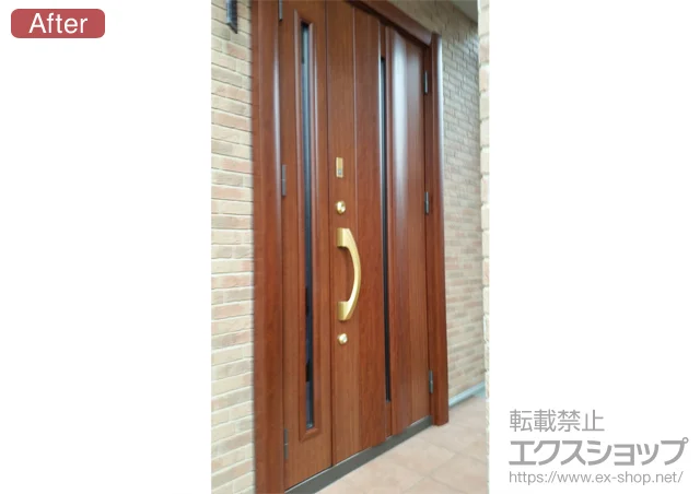 埼玉県上尾市のLIXIL リクシル(トステム)の玄関ドア リシェント断熱仕様 22簡易タッチキー仕様 親子仕様R C2型 施工例