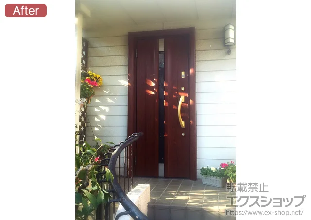 東京都京都市のLIXIL リクシル（トステム）の玄関ドア リシェントアルミ仕様 簡易タッチキー仕様22片開きL M1型＋施工スペーサーセット 施工例