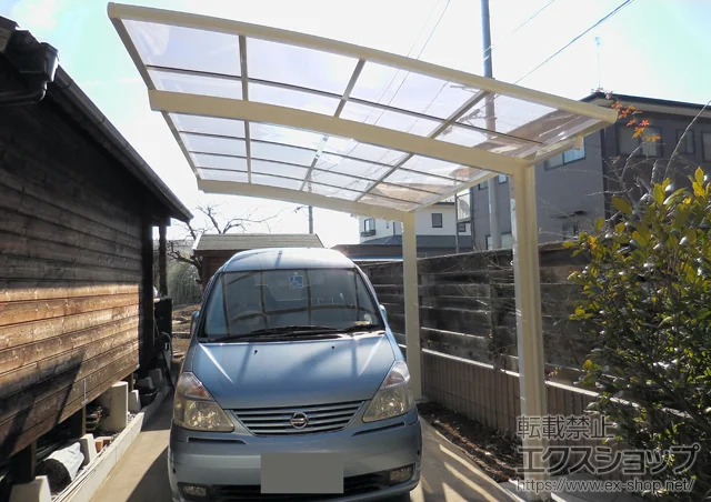 千葉県柏市ののウッドデッキ、テラス屋根、カーポート カーブポートシグマIII 積雪〜20cm対応 施工例