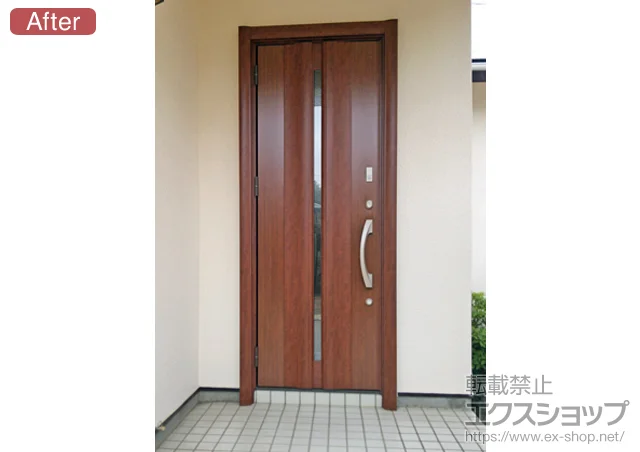 千葉県成田市のLIXIL リクシル(トステム)の玄関ドア リシェントK4仕様22カザス 片開きL 500型 施工例