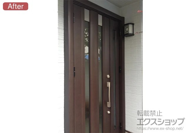 東京都松原市のLIXIL リクシル（トステム）の玄関ドア リシェントアルミ仕様 22親子L(ランマ無し) M2型 施工例