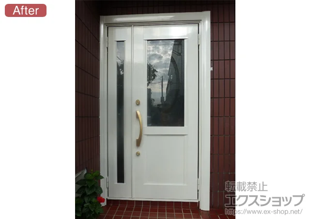 東京都上野原市のLIXIL リクシル（トステム）の玄関ドア リシェントアルミ仕様 22親子R M3型 施工例