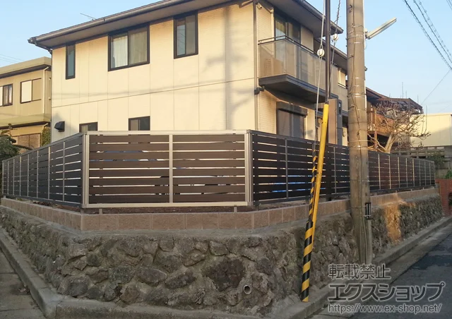 兵庫県加古川市のLIXIL リクシル(新日軽)のフェンス・柵 セレビューフェンスRP3型 自在柱式 施工例