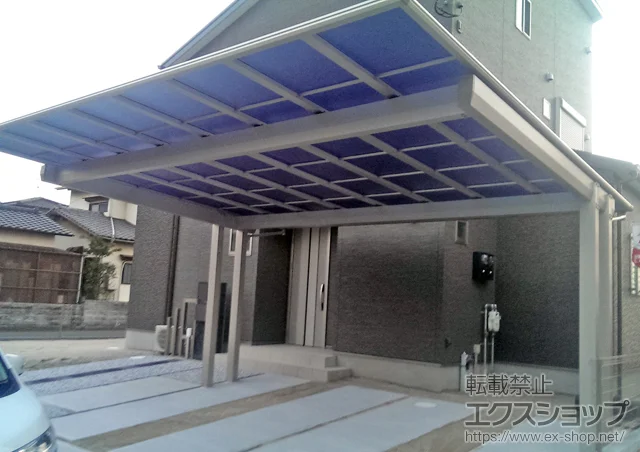 福岡県香取市のLIXIL リクシル（トステム）のカーポート エフルージュツインEX 後方支持タイプ 積雪〜20cm対応 施工例