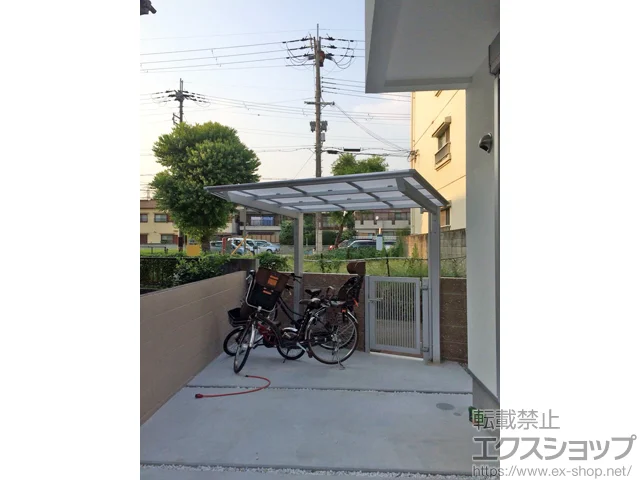 兵庫県相楽郡精華町ののサイクルポート・自転車置き場、カーポート フーゴFミニ (フラットスタイル) 積雪〜20cm対応+異形対応 施工例