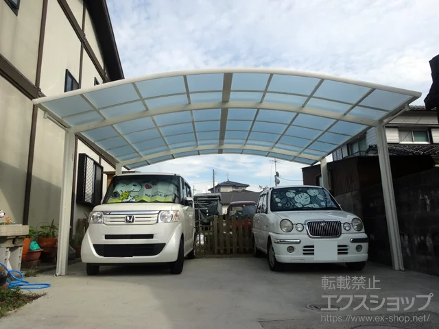 福岡県横浜市のYKKAPのカーポート レイナツインポートグラン 積雪〜20cm対応＋屋根ふき材補強部品 2セット 施工例