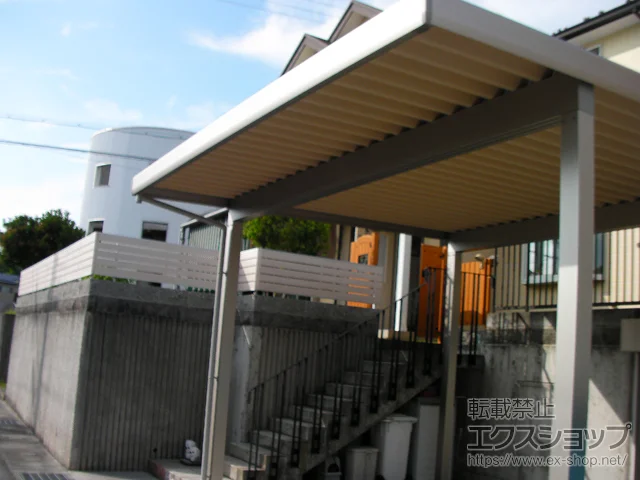 滋賀県彦根市のYKKAPのカーポート レオンポートneo 2台用 角柱4本仕様 積雪〜50cm対応 施工例