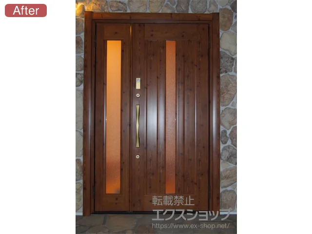 愛知県舞鶴市のLIXIL リクシル（トステム）の玄関ドア リシェントII アルミ仕様 親子仕様(ランマ無)R C12型 施工例