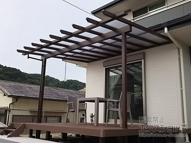 福岡県宗像市のykkapテラス屋根施工例 サザンテラス パーゴラ仕様 テラスタイプ 単体 積雪 cm対応 1