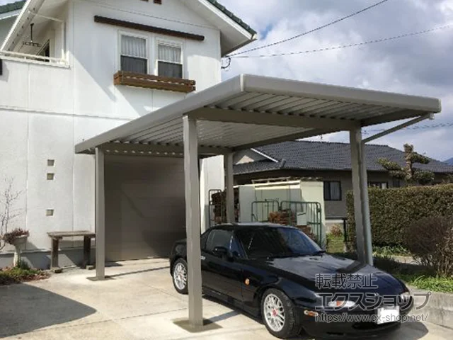 熊本県八王子市のLIXIL リクシル（トステム）のカーポート レオンポートneo 1台用 角柱4本仕様 積雪〜50cm対応 施工例