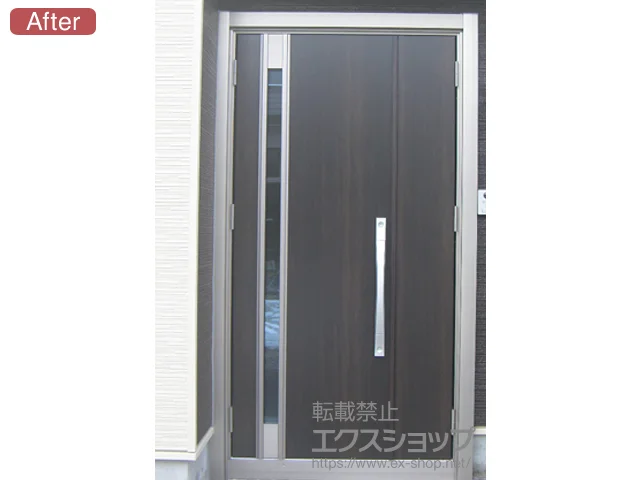 青森県横浜市のLIXIL リクシル（トステム）の玄関ドア リシェント 玄関ドア3 断熱K2仕様 手動 親子仕様(ランマ無)L M78型 施工例