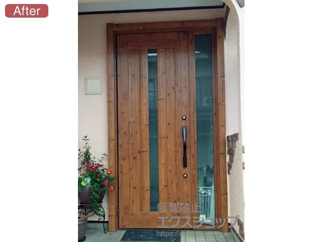 熊本県久喜市のLIXIL リクシル（トステム）の玄関ドア リシェントII アルミK6仕様 片袖仕様(ランマ無)L C12型 施工例