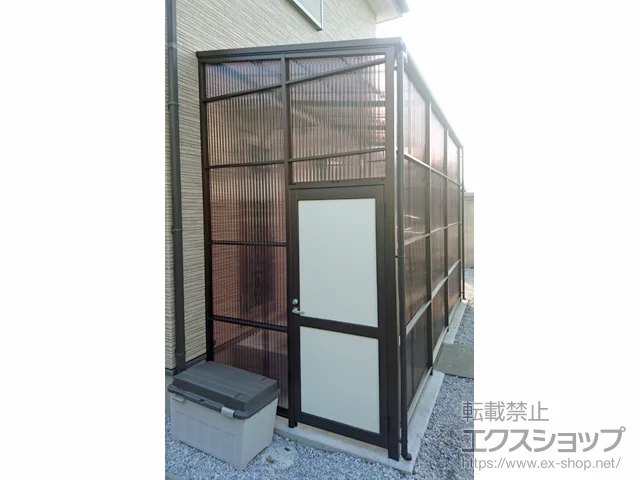 福岡県真庭市ののストックヤード、テラス屋根、カーポート ストックヤードII 両側ドア付きタイプ 積雪〜20ｃｍ対応 施工例