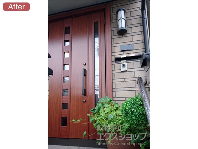 京都府船橋市のLIXIL リクシル（トステム）の玄関ドア リシェントII 断熱K4仕様 親子仕様(ランマ無)L F16型 施工例