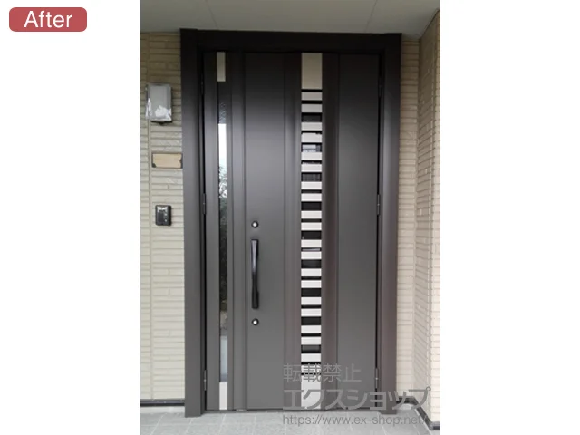 福岡県富津市のLIXIL リクシル（トステム）の玄関ドア リシェントII 断熱K4仕様 親子仕様(ランマ無)R E90型 施工例