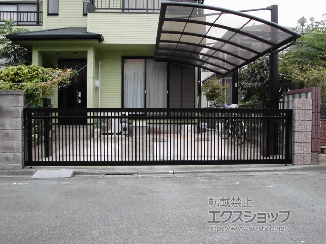神奈川県八王子市ののカーポート、フェンス・柵、カーゲート ワイドオーバードアS2型 電動式 施工例