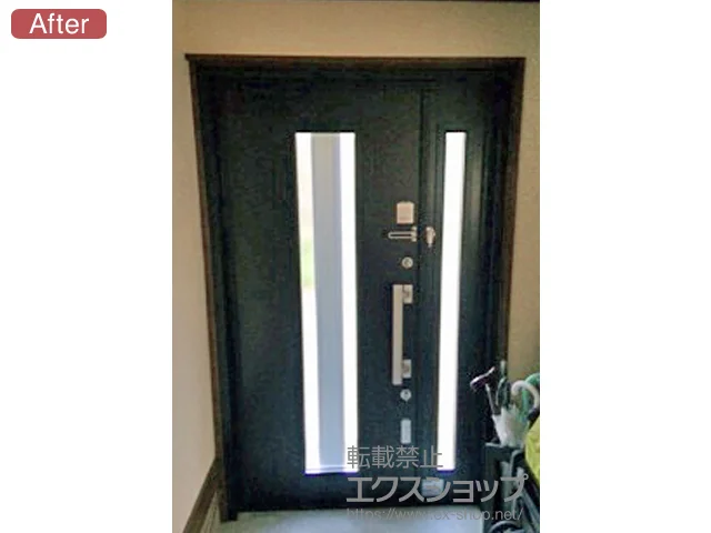 兵庫県京都市のLIXIL リクシル（トステム）の玄関ドア リシェント 玄関ドア3 断熱K2仕様 手動 親子仕様(ランマ無)R G77型 施工例