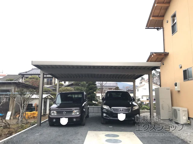 埼玉県泉南市のYKKAPのカーポート テリオスポートIII 3000 2台用 角柱4本柱 積雪〜100cm対応 施工例