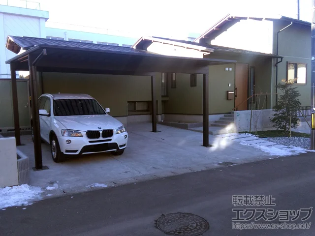 宮城県龍ケ崎市のYKKAPのカーポート エフルージュ ツイン50 積雪〜50cm対応 施工例