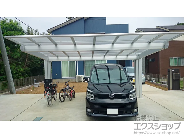 茨城県長崎市のYKKAPのカーポート エフルージュツインEX 後方支持タイプ 積雪〜20cm対応 施工例