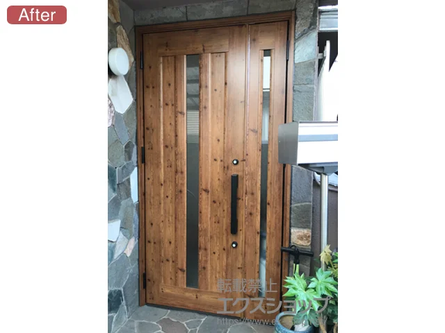 東京都北九州市のLIXIL リクシル（トステム）の玄関ドア リシェント 玄関ドア3 アルミ仕様 手動 親子仕様(ランマ無)L C12N型 施工例