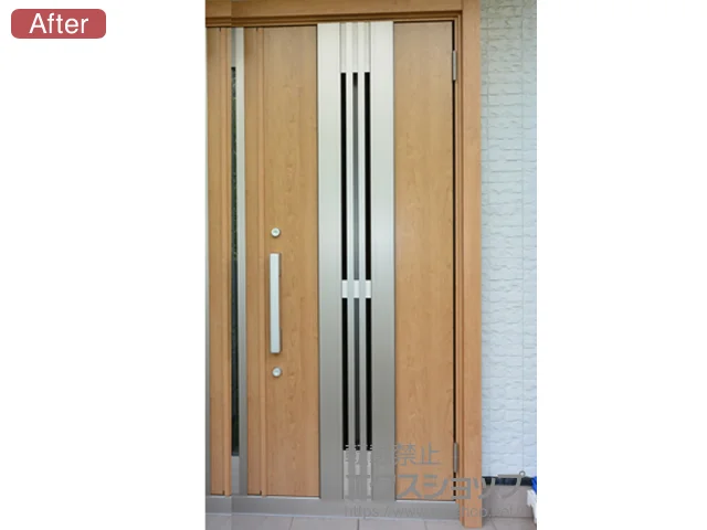 千葉県富津市のLIXIL リクシル(トステム)の玄関ドア リシェント玄関ドア3 断熱K4仕様 手動 親子仕様(ランマ無)R M84型 施工例