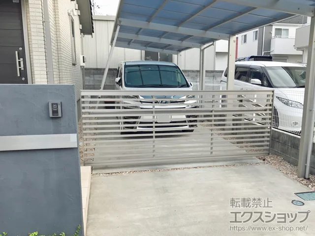 茨城県仙台市ののカーゲート、門扉 ワイドオーバードアS3型 手動式 施工例