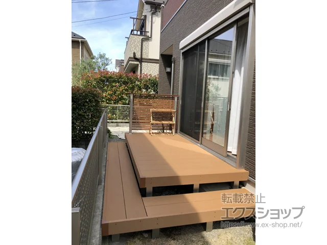 神奈川県いわき市のYKKAPのウッドデッキ リウッドデッキ 200＋リウッドデッキ200 段床セット L字タイプ１段 施工例