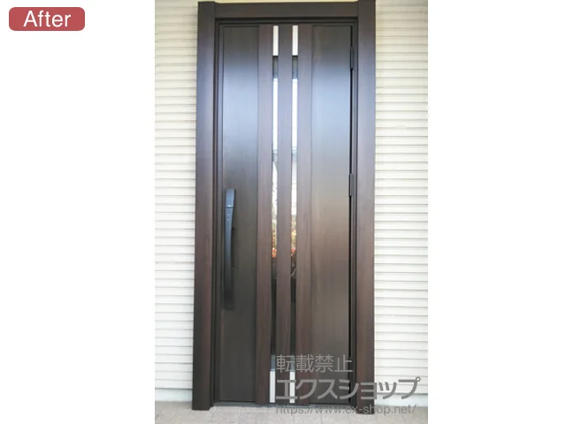 東京都東海市のLIXIL リクシル（トステム）の玄関ドア リシェント玄関ドア3 断熱K4仕様 手動 片開き仕様(ランマ無)R M27型 *カザスプラス仕様 施工例