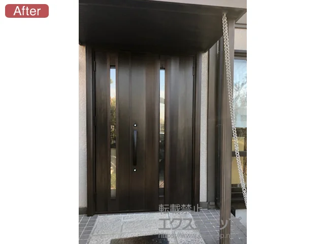 愛知県周南市のLIXIL リクシル（トステム）の玄関ドア リシェント玄関ドア3 断熱K4仕様 手動 親子仕様(ランマ無)R G12型 施工例