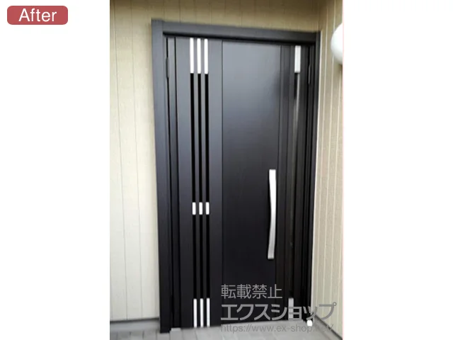 兵庫県つくば市のLIXIL リクシル（トステム）の玄関ドア リシェント玄関ドア3 断熱K4仕様 親子仕様(ランマ無)L M83型 ※カザスプラス仕様 施工例