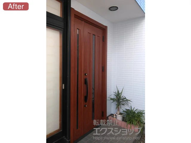 千葉県安曇野市のLIXIL リクシル（トステム）の玄関ドア リシェント玄関ドア3 アルミ仕様 手動 親子仕様(ランマ無)R C12N型 施工例