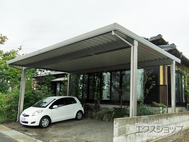 熊本県熊本市のLIXIL リクシル(トステム)のカーポート テリオスポートIII 1500 3台用 角柱4本柱 積雪〜50cm対応 施工例