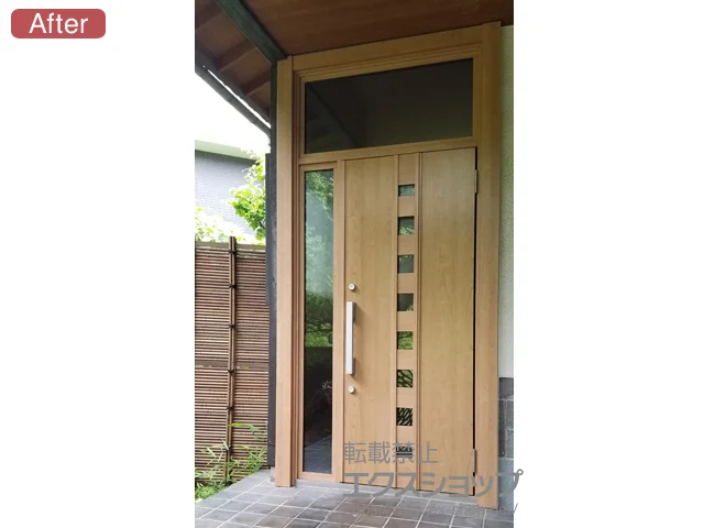神奈川県所沢市のLIXIL リクシル（トステム）の玄関ドア リシェント玄関ドア3 断熱K4仕様 手動 片袖仕様(ランマ付)R M28型 施工例