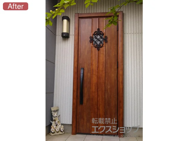 千葉県印西市のLIXIL リクシル（トステム）の玄関ドア リシェント玄関ドア3 断熱K4仕様 手動 片開き仕様(ランマ無)R D77型 ※タッチキー仕様(キー付リモコン) 施工例