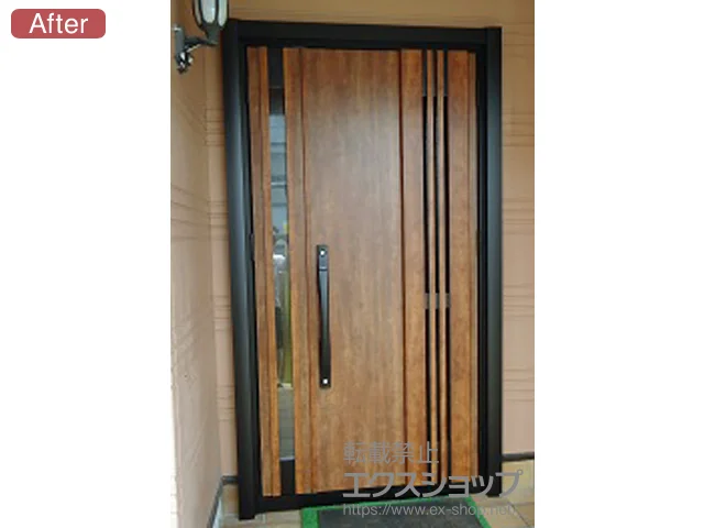 福岡県大和郡山市のLIXIL リクシル（トステム）の玄関ドア リシェント玄関ドア3 断熱K4仕様 手動 親子仕様(ランマ無)R M83型 施工例