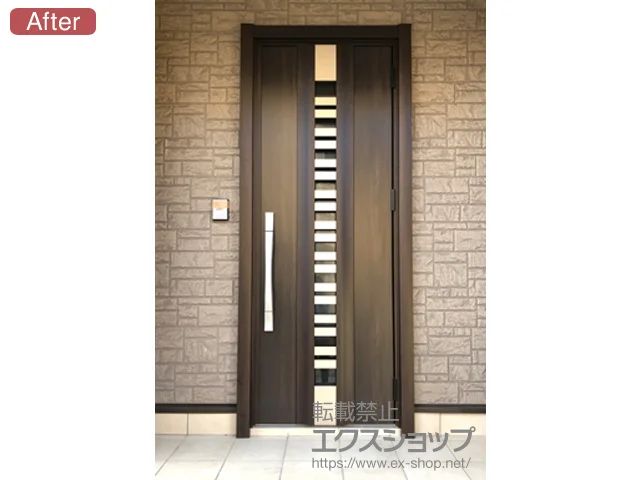 埼玉県姫路市のLIXIL リクシル（トステム）の玄関ドア リシェント玄関ドア3 断熱K2仕様 片開き仕様(ランマ無)R G82型 ※タッチキー仕様(キー付リモコン) 施工例