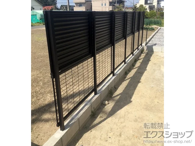 愛知県小平市の三協アルミのフェンス・柵 ミエーネフェンス+シンプレオフェンスM1型 2段支柱 ブロック建て用 施工例