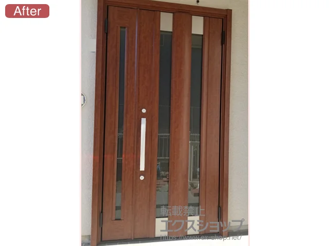 兵庫県岡崎市のLIXIL リクシル（トステム）の玄関ドア リシェント玄関ドア3 アルミ仕様 手動 親子仕様(ランマ無)R C14N型 施工例