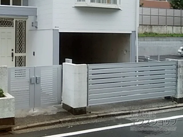 神奈川県横浜市のLIXIL リクシル(TOEX)の門扉、カーゲート オーバードアS5型 電動式 施工例