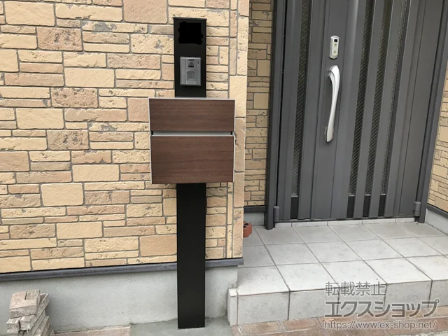 大阪府八尾市のYKKAPポスト・門柱・宅配ボックス施工例(シンプレオ 