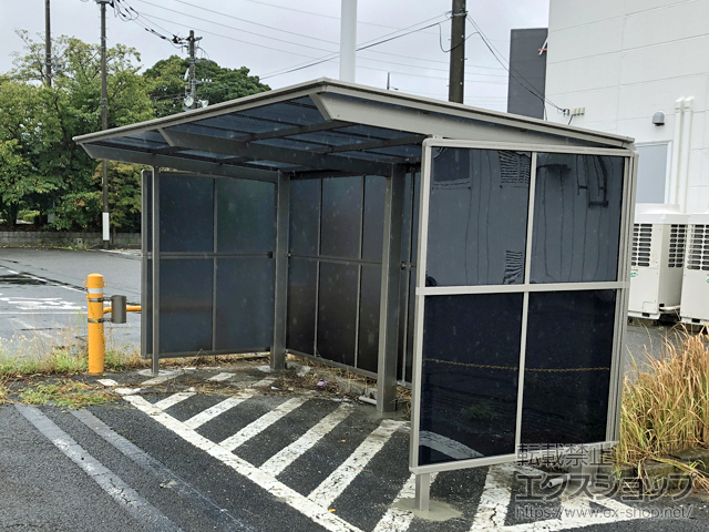 茨城県土浦市ののサイクルポート・駐輪場 フーゴFパーク (フラットスタイル) パネル3面囲い 連棟 積雪〜20cm対応 施工例