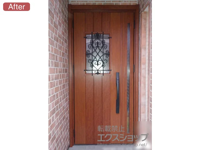 神奈川県都城市のLIXIL リクシル（トステム）の玄関ドア リシェント玄関ドア3 断熱K4仕様 親子仕様(ランマ無)L D41型 ※カザスプラス仕様 施工例