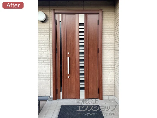 千葉県岡崎市のLIXIL リクシル（トステム）の玄関ドア リシェント玄関ドア3 断熱K4仕様 手動 親子仕様(ランマ無)R G82型 施工例
