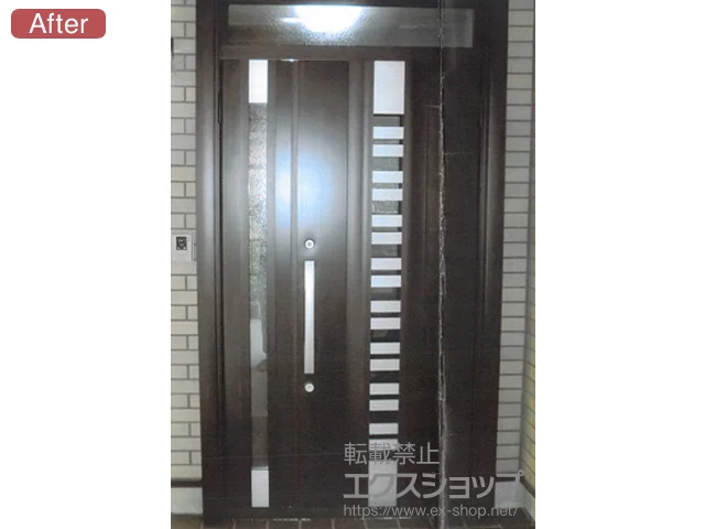 京都府舞鶴市のLIXIL リクシル(トステム)の玄関ドア リシェント玄関ドア3 断熱K4仕様 親子仕様(ランマ付)R G82型 施工例