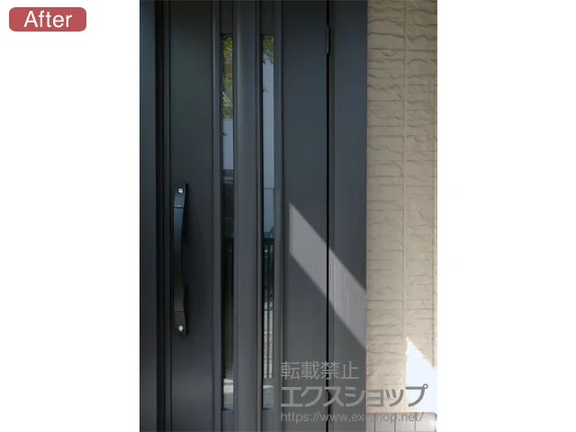 兵庫県周南市のLIXIL リクシル（トステム）の玄関ドア リシェント玄関ドア3 断熱K4仕様 片開き仕様(ランマ無)R G15型 ※手動仕様 施工例