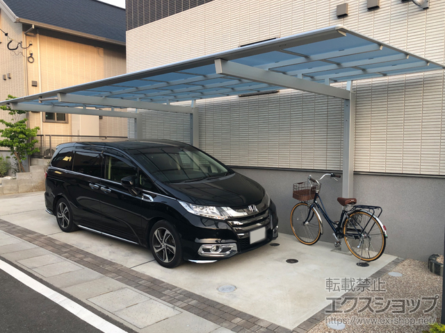 福岡県糟屋郡篠栗町ののカーポート ニューマイリッシュ 延長 逆勾配 前下がり 積雪〜20cm対応 施工例