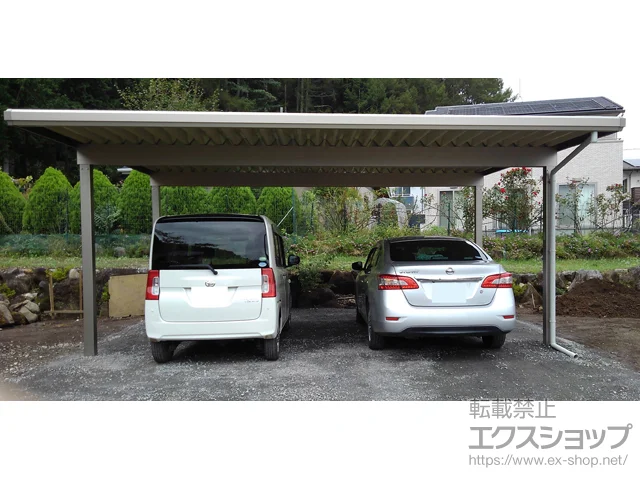 長野県茅野市の三協アルミのカーポート G-1SS 積雪〜50cm対応 2台用 ワイド 角4本柱 スタンダートタイプ 施工例