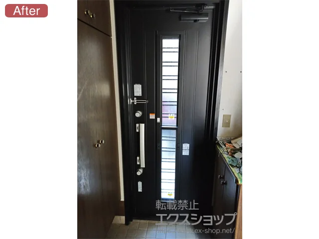 東京都神戸市のLIXIL リクシル（トステム）の玄関ドア リシェント玄関ドア3 アルミ仕様 片開き仕様(ランマ無)L C83N型 ※カザスプラス仕様 施工例
